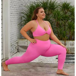 Plus Size Seamless Leggings and <b>Bra</b> Set for Women | Custom Logo Activewear Gym Outfit | High Stretch Yoga Fitness Wear - Product Image 1
