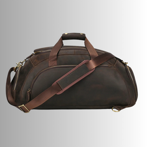 Bolso de viaje deportivo de cuero genuino de alta calidad, correas de hombro, cierre de cremallera de cuero de vaca de grano completo, multifunción Weekender - Product Image 2