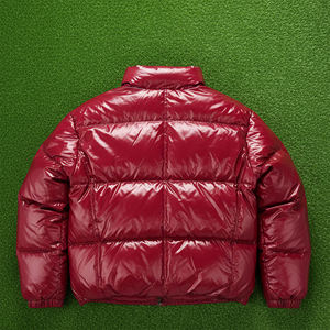 Veste d'hiver matelassée rouge brillante pour homme, col montant, fermeture éclair, imperméable, respirante, en coton chaud, vente en gros OEM unisexe - Product Image 2