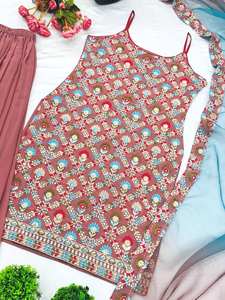 Top de soirée de créateur-Plazzo et Dupatta avec une broderie lourde - Product Image 3