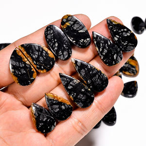 Paire de cabochons de jaspe Picasso en quartz naturel de la meilleure qualité en gros pour la fabrication de bijoux en Inde. Fourniture directe - Product Image 1