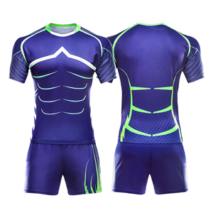 Custom Unisex Professional Rugby Uniform Latest Design Breathable OEM Sublimation Jersey and Short Set - Product Image 4