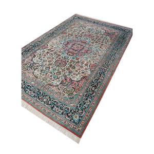 Tapis en soie Gulmarg bleu noué à la main Pae-5661, motif floral et patchwork, épaisseur 10 mm, pour entrée et chambre à coucher - Product Image 2