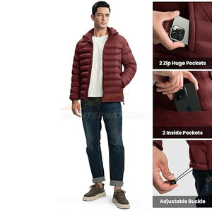 Hot-Selling <b>Mens</b> Puffer <b>Jacket</b> with Detachable Hood Water-Resistant <b>Lightweight</b> Quilted Coat with 4 Pockets OEM/ODM Custom - Product Image 3