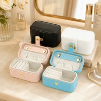 Boîte à bijoux en cuir PU avec logo personnalisé, organiseur de voyage, grande capacité, étui de rangement pour bagues, boucles d'oreilles, colliers, bracelets