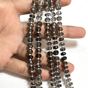 Perles de briolette en forme de rondelle à facettes en rutile noir, perles de rutile naturel, fournitures de perles en gros pour la fabrication de bijoux - Product Image 2