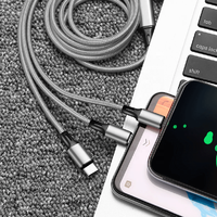 Câble de données universel 3-en-1 à charge rapide Cordon d'alimentation USB type-c tressé en nylon Fil de charge cellulaire multifonctionnel 3-en