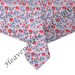 Beau bloc de main floral imprimé carré couverture de table en coton technique tissée pour la maison et les fêtes tissu en pur coton - Product Image 4