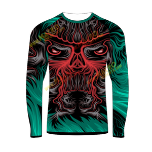 เสื้อรัดกล้ามเนื้อผู้ชายแบบมีฮู้ด พิมพ์โลโก้ตามสั่ง เสื้อรัดกล้ามเนื้อสำหรับ MMA ทรงรัดรูป แขนยาว สำหรับออกกำลังกาย วิ่ง และเล่นเซิร์ฟ - Product Image 2