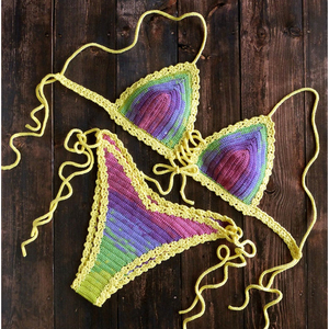 Trendy <b>Crochet</b> Bikini <b>Set</b> Women <b>Crochet</b> Bikini <b>Set</b> Knit 2 Piece Bathing Suit Swimsuit Beachwear - Product Image 2