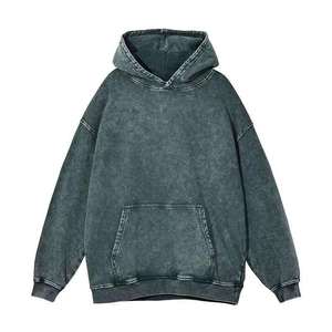 Unisex Acid Wash Embroidered Pullover 100% Cotton Lightweight Eco-Friendly Breathable Fleece Custom Logo Front Oversized High - Product Image 5