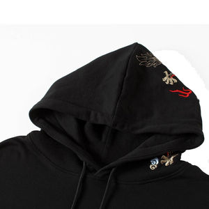 Sudadera con capucha de algodón 100%, parches bordados, parche bordado de gran tamaño personalizado, sudaderas con capucha bordadas de tinte sólido - Product Image 4