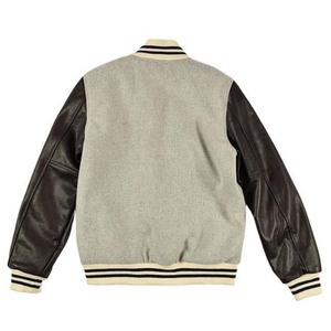 Veste universitaire en cuir à col rabattu avec broderie de lettres sur le devant, style streetwear décontracté, personnalisable OEM - Product Image 5