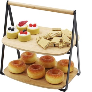 Unique <b>Rack</b> Design Serving Tray Made of Woof With Metal Stand Kitchen Accessories Dinning Ware Use Tray New Arrival - Product Image 1
