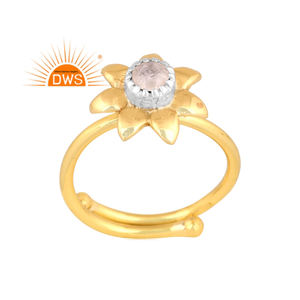 แหวนวางซ้อนกันได้ดีไซน์ลายดอกไม้ประดับอัญมณีสีรุ้งดวงจันทร์ชุบทอง18K ดีไซน์แบบแฮนด์เมดล่าสุด - Product Image 1