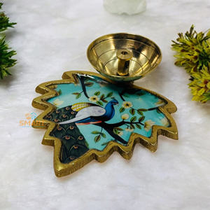 Printed Brass Gold-Plated Welded Modern Pichwai Diya/Deepak Tableware for Religious Home and Wedding Decorations & Gifting - Product Image 2