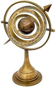 Traditional brass armillary with <b>rotating</b> axis and navigational aesthetics perfect for seafarers and antique collectors - Product Image 3