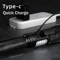 Lampe laser blanche étanche Cob Usb Type-c Lampe torche tactique LED rechargeable à batterie 26650