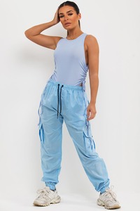 American High Quality Women's Summer Casual Straight Leg Pants New Style Solid Plain <b>Jeans</b> <b>Elastic</b> <b>Waist</b> High Street OEM Flat - Product Image 3