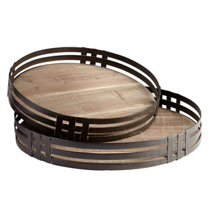 Plateau de service en bois de forme ronde pour la maison hôtel et restaurant prix de gros plateau de cuisine en bois sans danger pour les aliments - Product Image 2