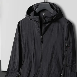 Veste de sport décontractée pour homme-Imperméable, polyester, à capuche avec fermeture éclair sur le devant pour le printemps/automne - Product Image 4
