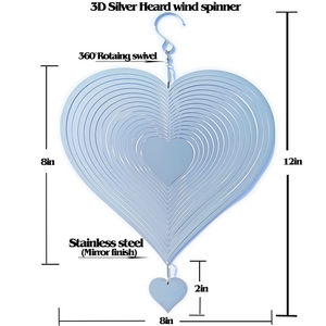 Factory Price 3D Stainless Steel Wind Spinner Silver Love Heart Garden Decor Crafts Hanging Wind <strong>Chimes</strong> - Product Image 6