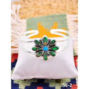 Southwest Handmade Peacock Dahlia & Sterling <b>Silver</b> Fashion <b>Cuff</b> <b>Bracelet</b> - Product Image 2