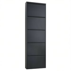 Gabinete Negro Mate con Zapatero para 10 Pares, Diseño Moderno para el Hogar - Product Image 3