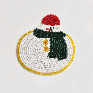 Père Noël perlé sous-verre fait à la main décoratif tapis de boisson pour fête de vacances Table thé café porte-gobelet fournisseur en gros - Product Image 1