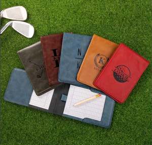 Porte-carte de score de golf en cuir PU de luxe, long, imperméable, nouveau modèle unisexe, avec motif de fil et fermeture ouverte - Product Image 1