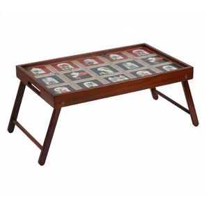 Plateau de service carré en bois de manguier fait à la main avec motif tribal imprimé et poignées découpées, plat en bois décoratif pour la décoration de la maison - Product Image 3