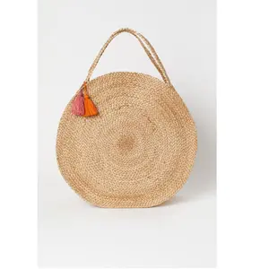 도매 황마 핸드백 라운드 숄더 핸드백 세련된 황마 슬링 백 손으로 만든 황마 가방 여성 제조 업체 및 공급 업체