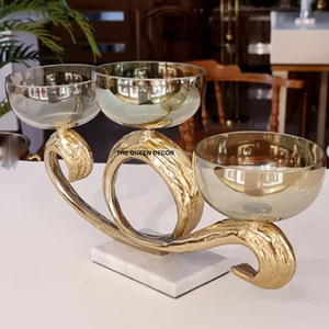 ชามเสิร์ฟอาหาร ผลไม้ ขนม ตกแต่งบ้าน วัสดุอะลูมิเนียมเคลือบทอง ดีไซน์ทันสมัย สไตล์ญี่ปุ่น - Product Image 1