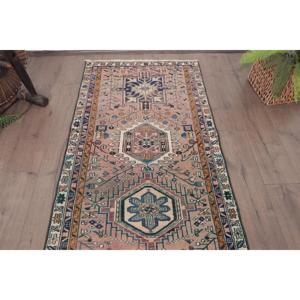 Alfombra Vintage de Estilo Runner de 2.8x10.3 pies (86x314 cm), Alfombra Turca Azul con Diseño de Patchwork - Product Image 4