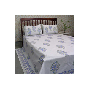 100% Soft Cotton Queen Size <b>Bedspread</b> 2 Pillow Cases Hand Block Printed <b>Floral</b> Well Absorbing <b>Bedspread</b> Wholesale Price for Home - Product Image 5