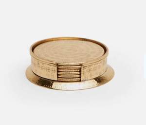 Luxury Hammered Metal <b>Coaster</b> <b>Set</b> <b>with</b> Flower Design | Decorative Silver <b>Coasters</b> <b>with</b> Floral <b>Holder</b> - Product Image 4