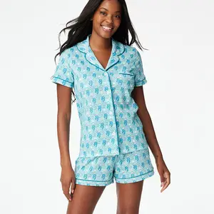 Großhandel Pyjama-Sets für Damen Baumwolle Pyjama-Shorts Damen zweiteiliges Kurzes Set Valentinstag-Pyjamas Digitaldruck lose gestrickt