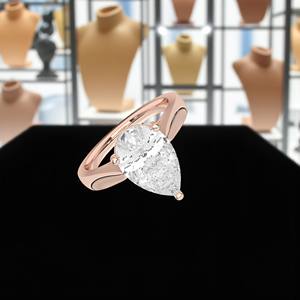 Bague de fiançailles en diamant taille poire Moissanite E-F/VVS-VS de 1.00 carats en argent 925 fabriquée à la main en bagues diamant - Product Image 5