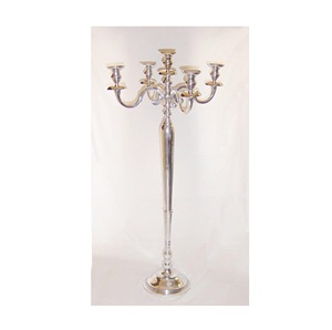 Grand candélabre en argent 5 bras candélabres en argent décoratifs pour la décoration de mariage tendance candélabre fait main 5 bras - Product Image 2