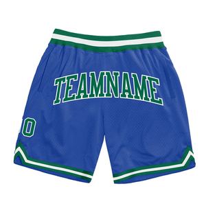 Shorts de basket-ball personnalisés Ziakot Industry Direct bleu-vert-blanc, style rétro authentique - Product Image 1