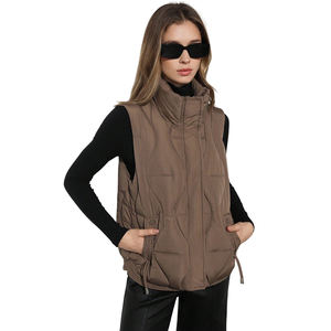 Customizable Design Women's Casual <b>Quilted</b> Puffer Vest Stand Collar Gilets Fashion Streetwear Outdoor Warm Winter <b>Waistcoat</b> - Product Image 1