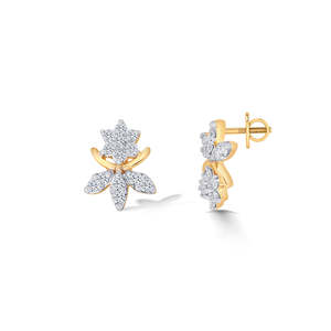 Boucles d'oreilles en diamant pour femmes - Or jaune et design vigne - Product Image 4