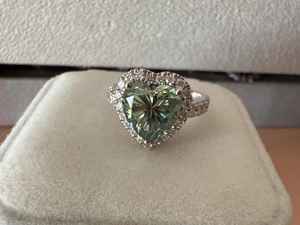 Anillo de Halo de Moissanita Original de Color Azul Verde, Plata 925, Anillo de Promesa de Aniversario, Joyería Fina, Anillo de Promesa para Pareja - Product Image 3