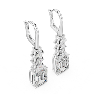 Pendientes de Novia |   Diamantes Cultivados en Laboratorio de Esmeralda y Trapecio |   Anillo de Oro Amarillo de 14K para Mujer, Lujoso, Certificado, Regalo de Aniversario de Bodas - Product Image 6