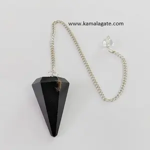 Gemstone turmalin hitam alami, Pendulum segi pendulum Pendulum reiki penyembuhan pendulum