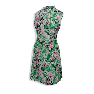 Leopard Printed Batwing Sleeve Stand Collar Button Closure Women Formal Woven Modal Seamless Anti-Bacterial Floor-Length Dress - Product Image 1