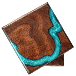 Factory Wholesale High Quality Table Decoration Wood & Resin Design Coasters Customized Coaster <b>Chocolate</b> Modern Stone - Product Image 1
