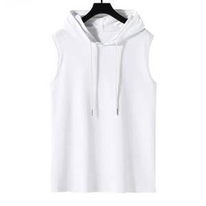 Men's Gym <b>Workout</b> <b>Tank</b> <b>Top</b> Vest Solid Pattern Oversize Armholes Fitness Bodybuilding Vest Muscle Hoodie Set - Product Image 3