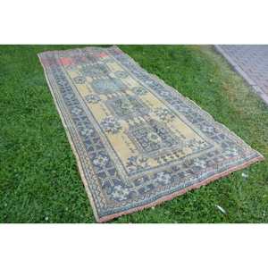 Vintage 4 pies 8 pulgadas X 11 pies 3 pulgadas alfombra turca amarillo negro clásico área grande alfombra Área de lana respaldo de látex para la habitación de los adolescentes Patchwork - Product Image 3