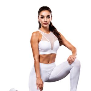 Ensemble de vêtements de sport pour femmes, soutien-gorge de sport en maille blanche et leggings taille haute, deux pièces, pour la salle de sport et les entraînements - Product Image 4